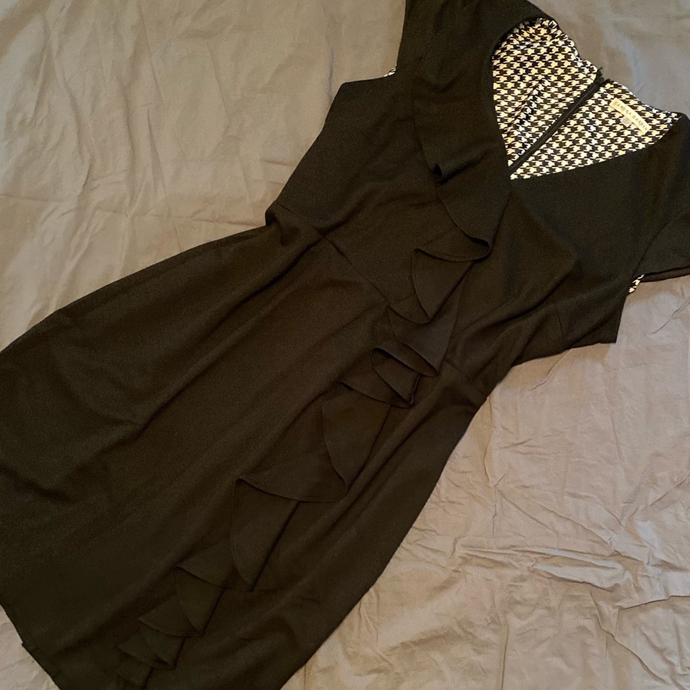 Sandra Darren Black Dress with Ruffle - sz12